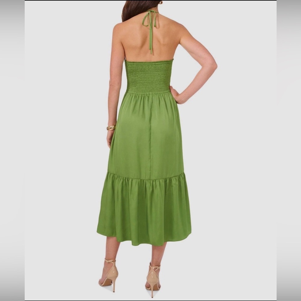 NWT 1. State Women's Green Beaded Cutout Self-Tie Halter A-Line Dress Size 2 - Picture 3 of 5